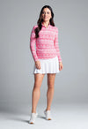 IBKUL Women's Barbara Print Long Sleeve Mock Neck Top - Watermelon/White