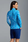 IBKUL Women's Rebecca Print Long Sleeve Mock Neck Top - Turquoise Multi