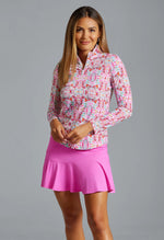 IBKUL Women's Ridley Print Long Sleeve Mock Neck Top - Watermelon Multi