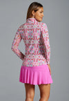 IBKUL Women's Ridley Print Long Sleeve Mock Neck Top - Watermelon Multi
