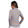 IBKUL Women's Arya Long Sleeve Mock Neck Top - Turquoise Multi