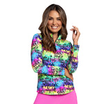 IBKUL Women's Limited Edition Girl Power Long Sleeve Mock Neck Top - Hot Pink Multi