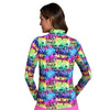IBKUL Women's Limited Edition Girl Power Long Sleeve Mock Neck Top - Hot Pink Multi