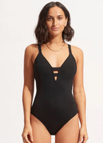 Seafolly Active Deep V Maillot Swimsuit  - Black