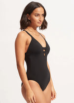 Seafolly Active Deep V Maillot Swimsuit  - Black
