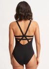 Seafolly Active Deep V Maillot Swimsuit  - Black
