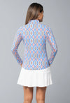 IBKUL Women's Romina Long Sleeve Mock Neck Top - Blue Multi
