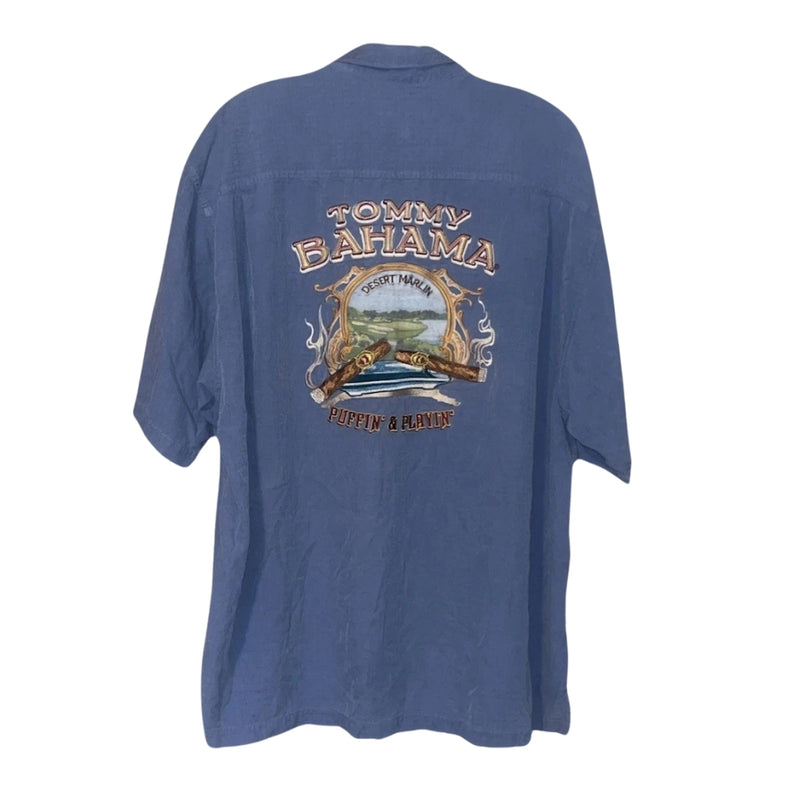 TBLV Tommy Bahama Mens Original Sample Desert Marlin Puffin And Playin Camp Shirt - Dark Sky