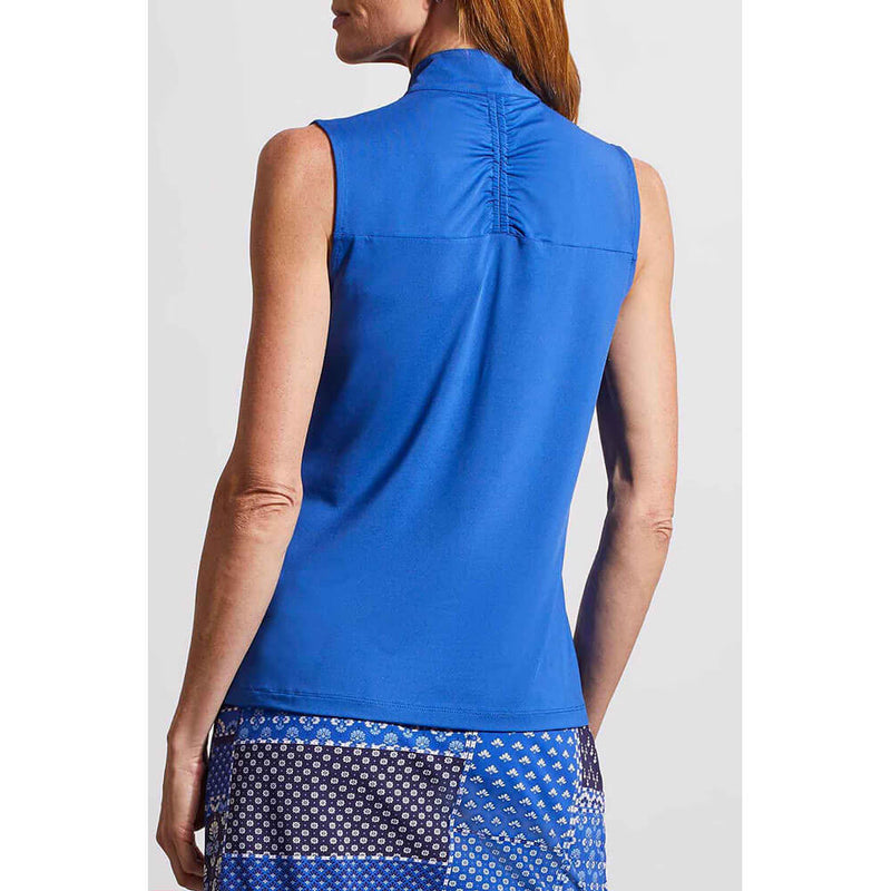Tribal Sleeveless Zip Mock Top - Cobalt - FINAL SALE