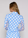 G Lifestyle Long Sleeve Print Zip Mock Neck Top - Circle Geo Bt.Peri