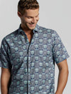 Tori Richard Men's Noble Palm Cotton Lawn Camp Shirt - Navy
