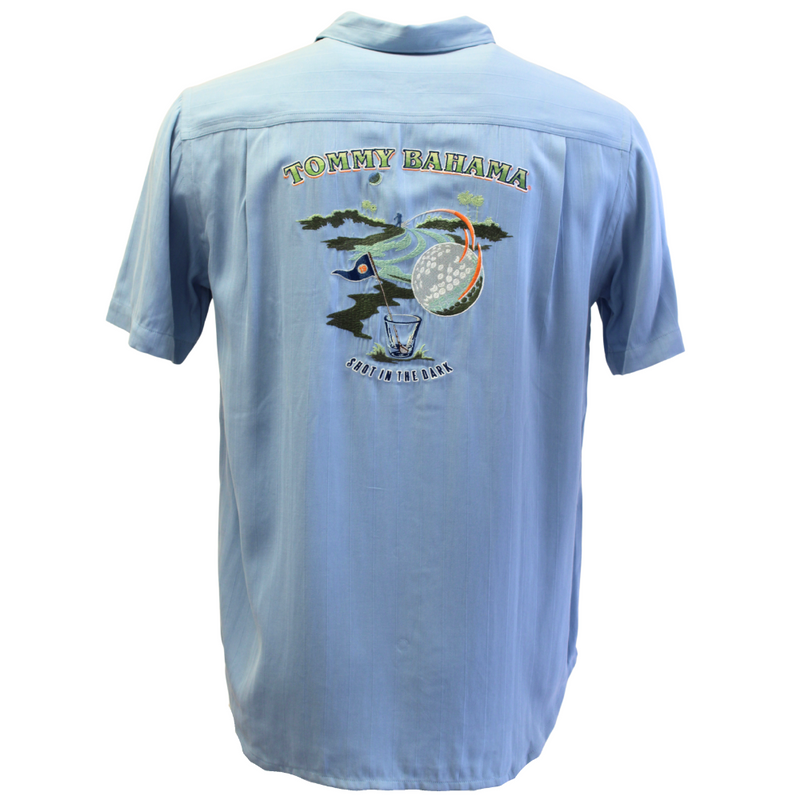 TBLV Tommy Bahama Mens Original Sample Shot in the Dark Camp Shirt - Lt Chambray