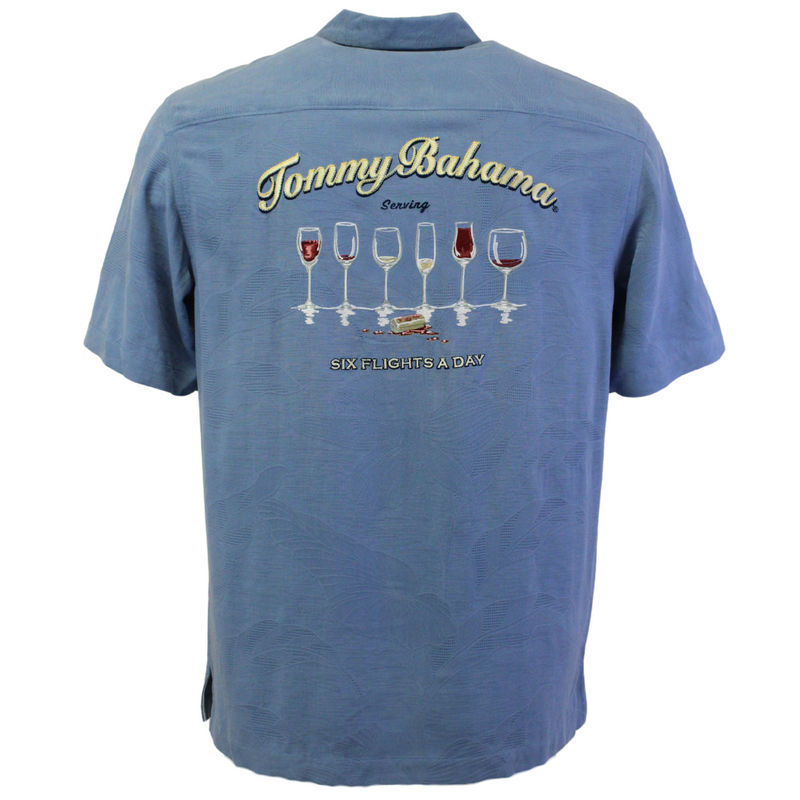TBLV Tommy Bahama Mens Original Sample Six Flights a Day Camp Shirt - Beachside Blue