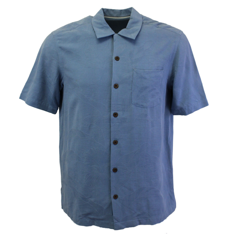 TBLV Tommy Bahama Mens Original Sample Six Flights a Day Camp Shirt - Beachside Blue