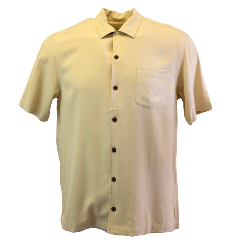 TBLV Tommy Bahama Mens Original Sample Liquid Assets Camp Shirt - Lt Straw