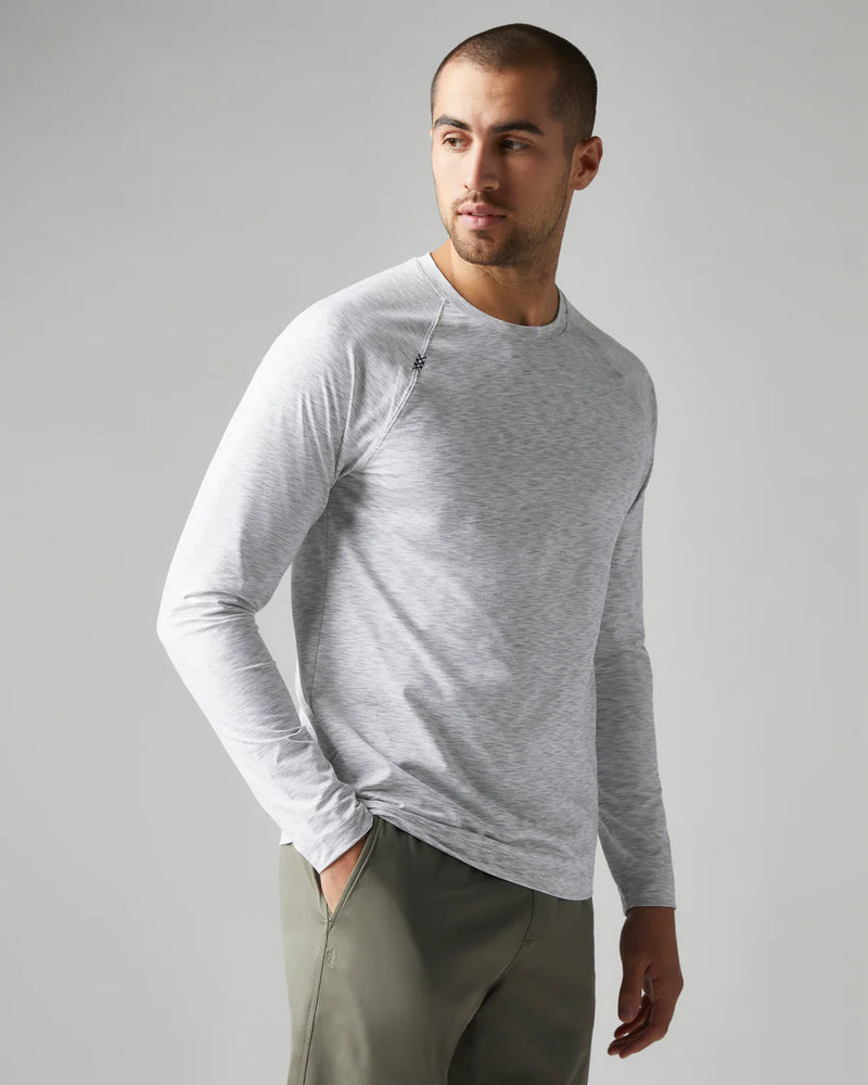 Rhone Men's Reign Long Sleeve Trim Fit T-Shirt - Gray Space Dye