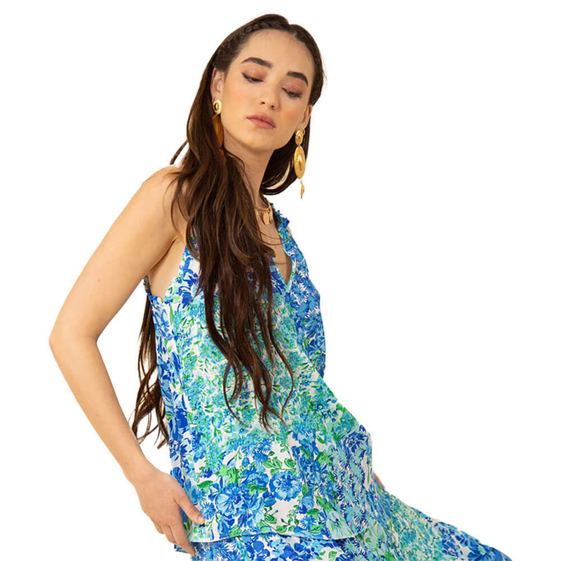 Hale Bob Adeline Halter Top - Blue - FINAL SALE