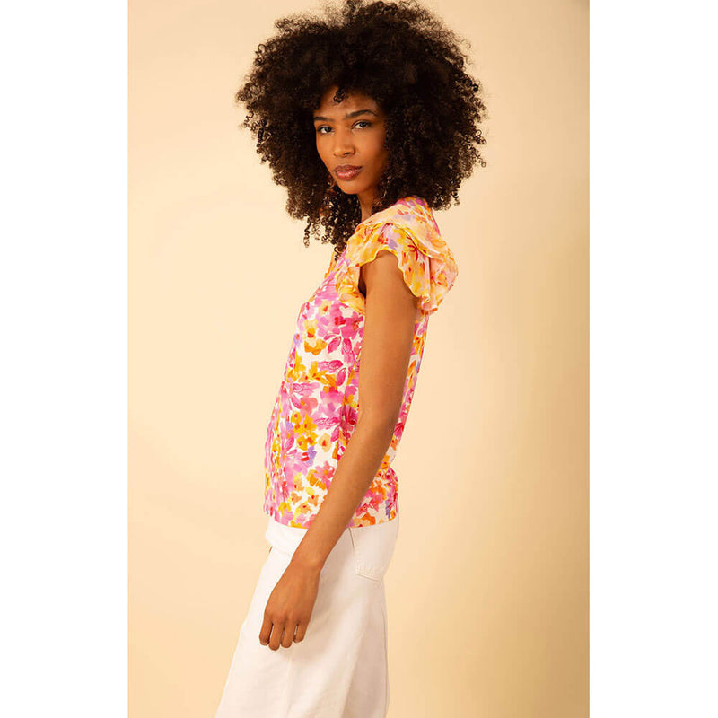 Hale Bob Kali Short Sleeve Jersey Top - Pink - FINAL SALE
