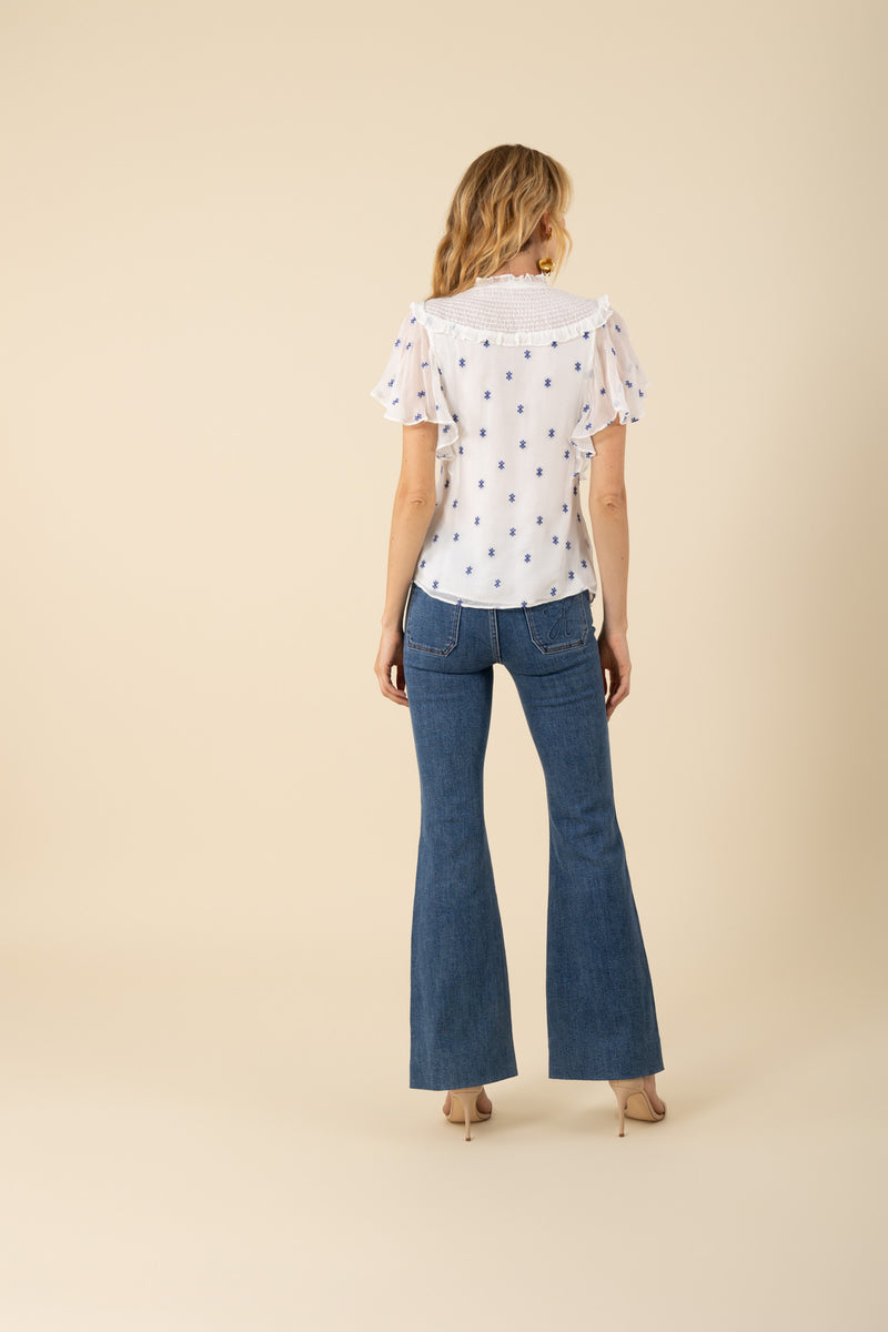 Hale Bob Aliana Short Sleeve Top - Blue - FINAL SALE