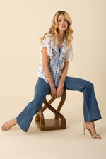 Hale Bob Aliana Short Sleeve Top - Blue - FINAL SALE