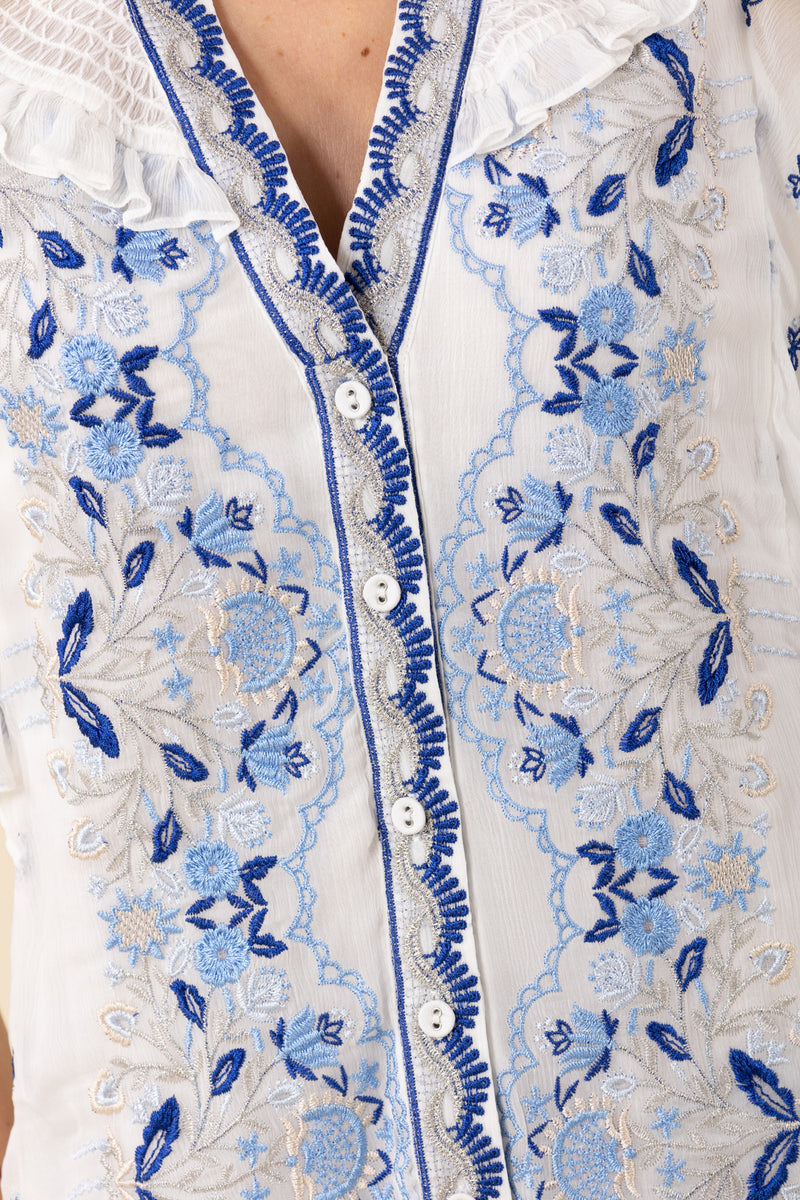 Hale Bob Aliana Short Sleeve Top - Blue - FINAL SALE