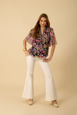 Hale Bob Briana Short Sleeve Top - Black - FINAL SALE