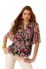 Hale Bob Briana Short Sleeve Top - Black - FINAL SALE