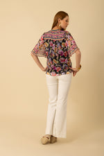 Hale Bob Briana Short Sleeve Top - Black - FINAL SALE
