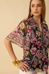Hale Bob Briana Short Sleeve Top - Black - FINAL SALE