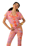 Hale Bob Jazmin Short Sleeve V-Neck Top - Pink - FINAL SALE