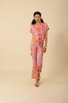 Hale Bob Jazmin Short Sleeve V-Neck Top - Pink - FINAL SALE