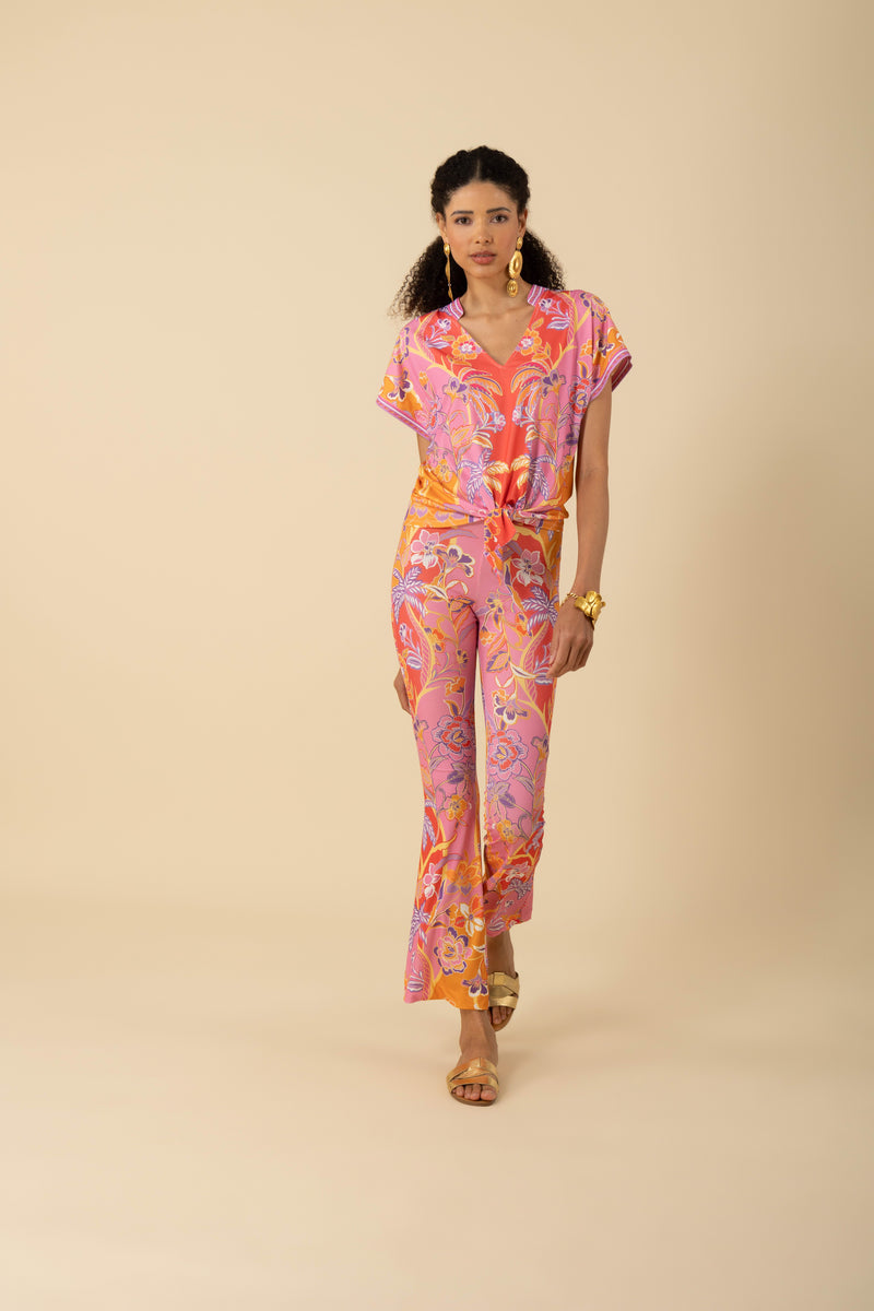 Hale Bob Jazmin Short Sleeve V-Neck Top - Pink - FINAL SALE