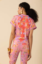 Hale Bob Jazmin Short Sleeve V-Neck Top - Pink - FINAL SALE