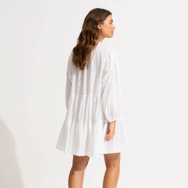 Seafolly Embroidery Tier Mini Dress Mini Dress Cover Up - White