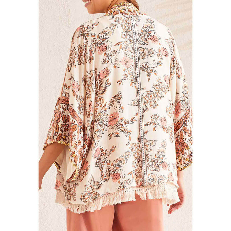 Tribal Lined Embellished Soft Jacket - Cashew - FINAL SALE