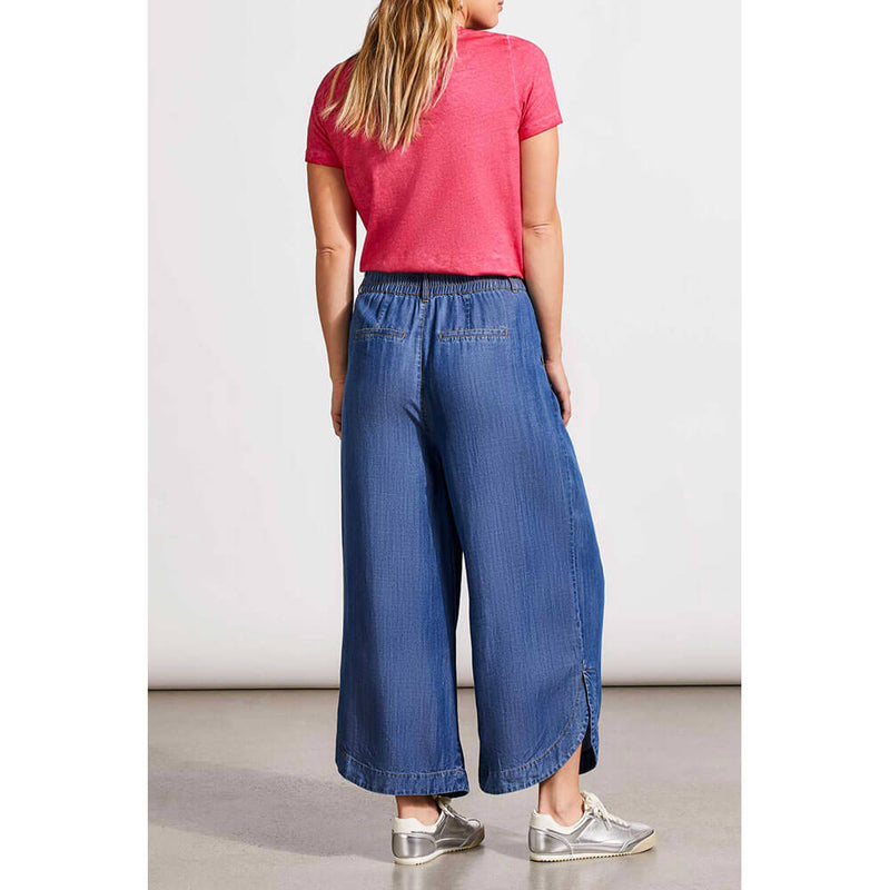 Tribal 24-Inch Flowy Pleated Pant With Tulip Hem & Pockets - Dark Chambray - FINAL SALE