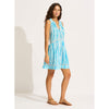 Seafolly Beach Edit Ladder Stripe Dress Cover Up - Turquoise