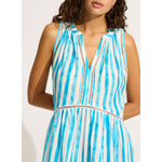 Seafolly Beach Edit Ladder Stripe Dress Cover Up - Turquoise