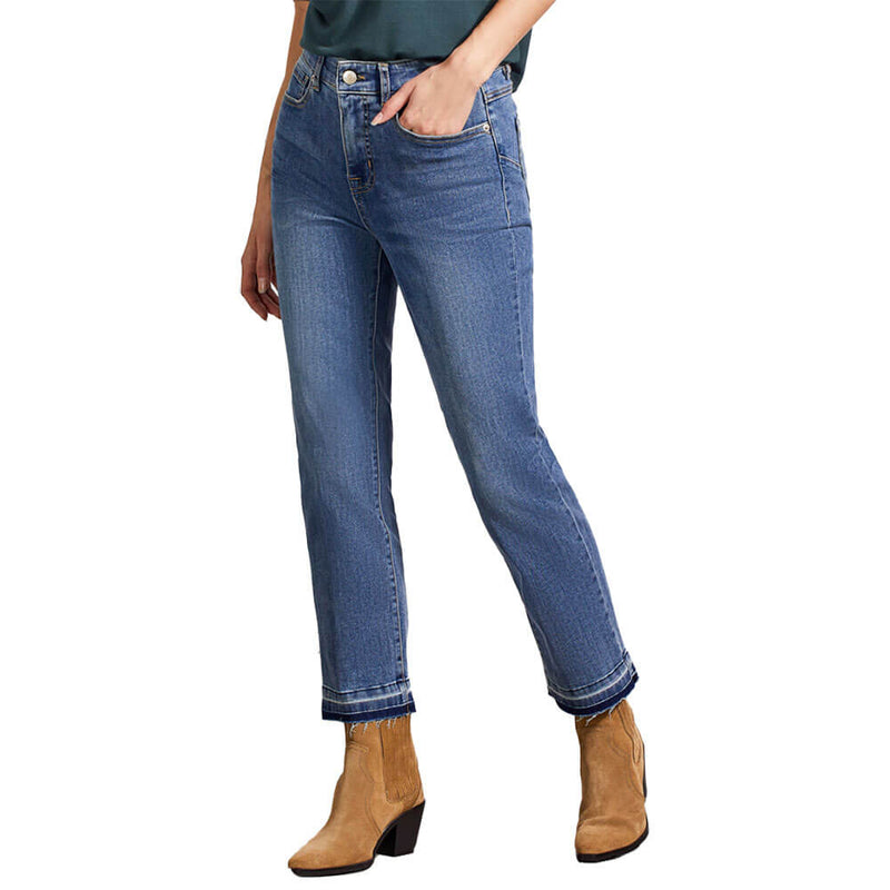 Tribal 26-Inch Sophia Curvy Hugging Microflare Crop Pant - River Blue - FINAL SALE