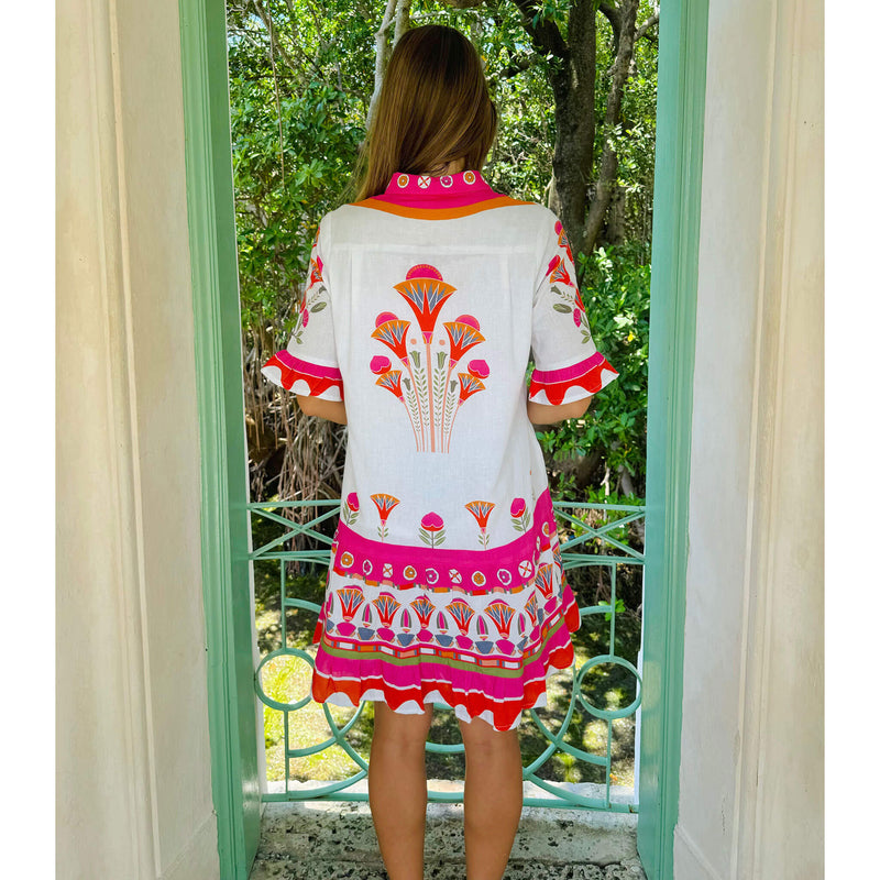 Islapayal Lisbon Dress - Lotus - White Linen
