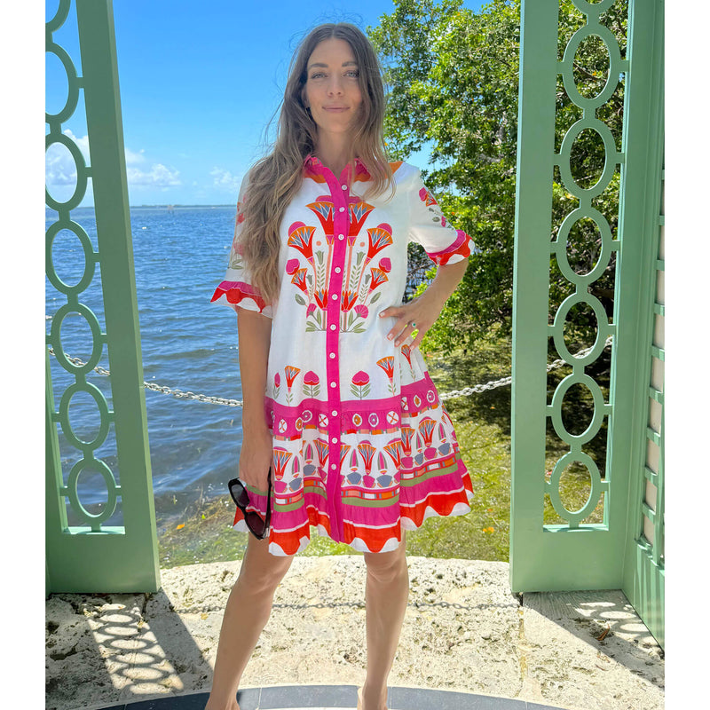 Islapayal Lisbon Dress - Lotus - White Linen