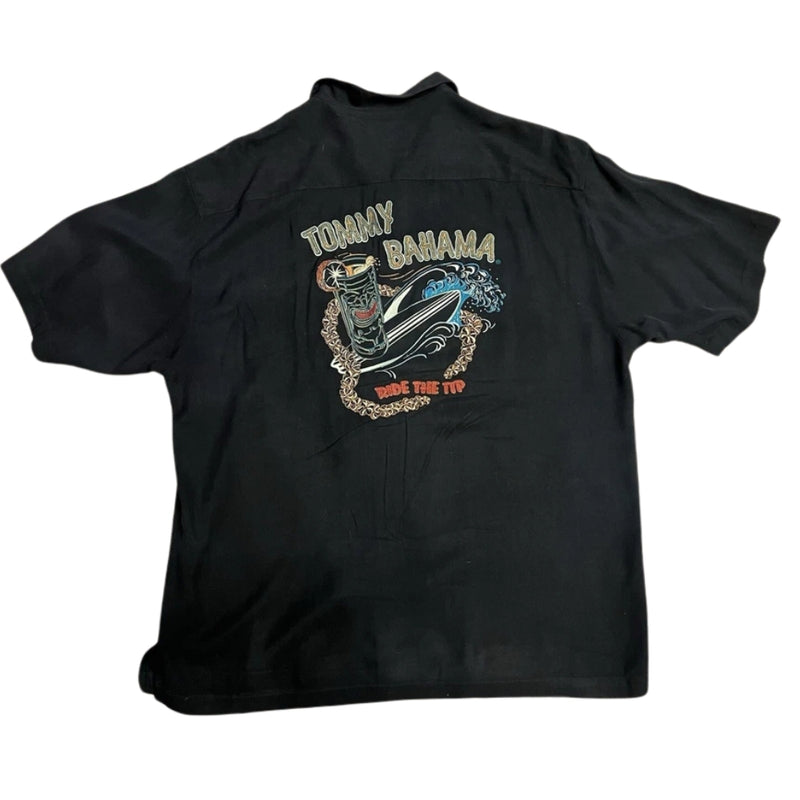TBLV Tommy Bahama Mens Original Sample Ride The Tip Camp Shirt - Black
