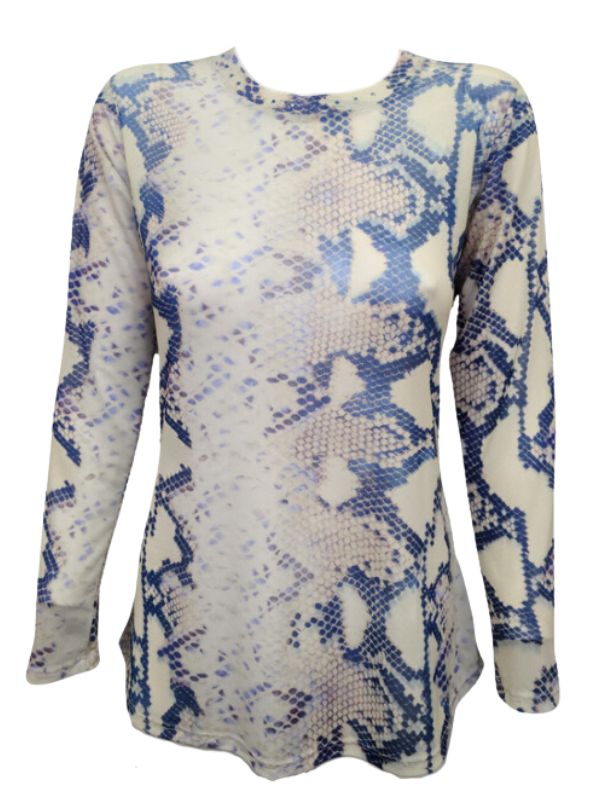 David Cline Madison Long Sleeve Mesh Crew Tank with Stones - Snake - FINAL SALE