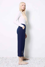 UP! Solid Amalfi Wide-Leg Cropped Pant - Harbor - FINAL SALE