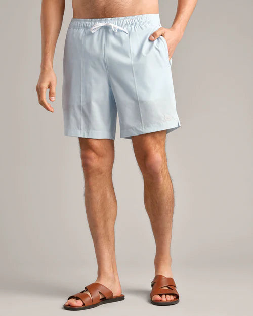 Rhone Men's 7 1/2-Inch R&R Swim Trunks - Light Blue Stripe
