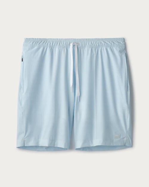 Rhone Men's 7 1/2-Inch R&R Swim Trunks - Light Blue Stripe