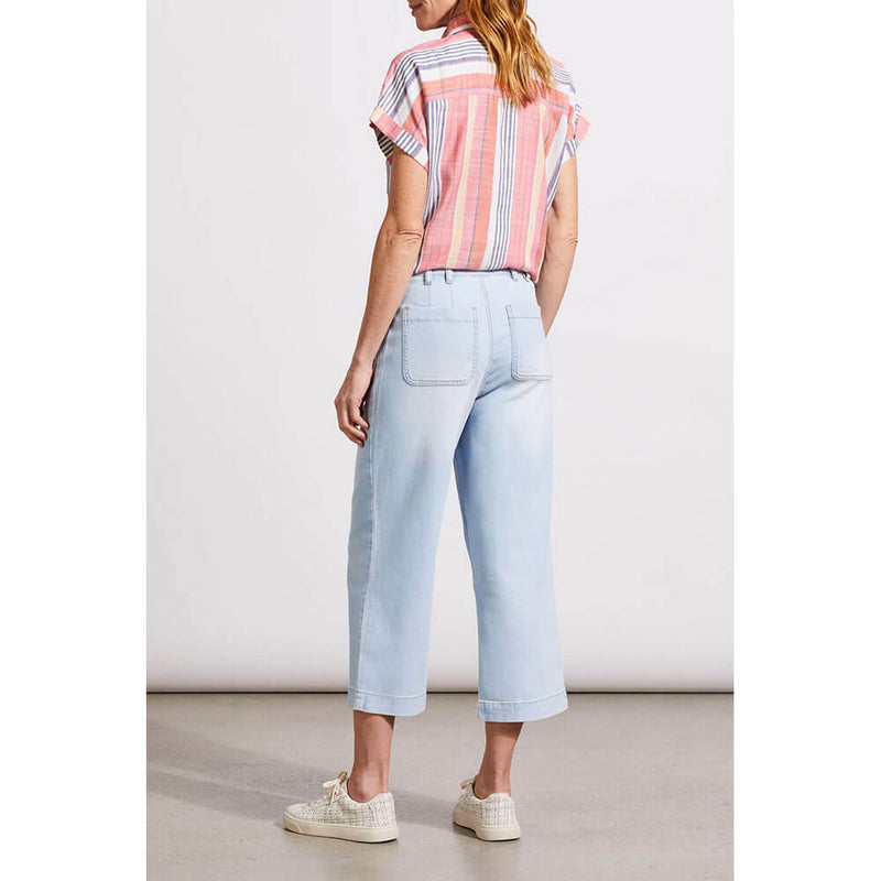 Tribal 24-Inch Brooke Wide Leg Capri Jeans With Patch Pockets - FrozenBerry - FINAL SALE