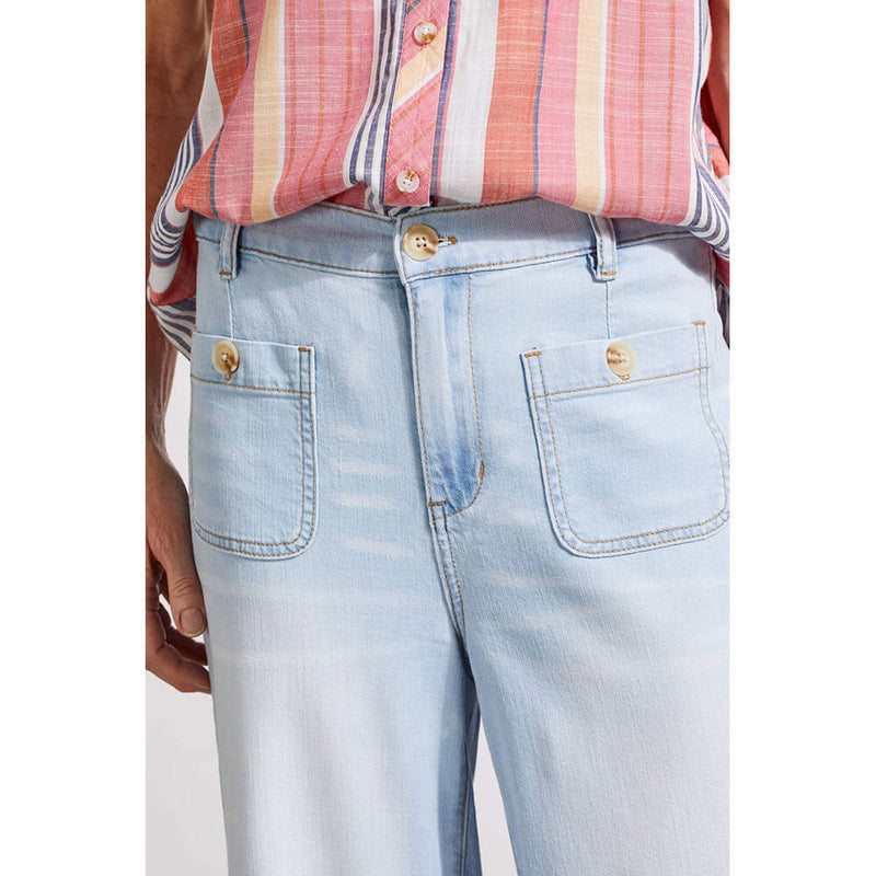 Tribal 24-Inch Brooke Wide Leg Capri Jeans With Patch Pockets - FrozenBerry - FINAL SALE