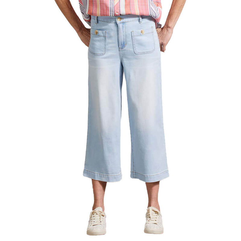 Tribal 24-Inch Brooke Wide Leg Capri Jeans With Patch Pockets - FrozenBerry - FINAL SALE