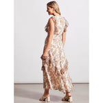 Tribal Lined Maxi Dress With Multi Frill Dtl - Cashew - FINAL SALE